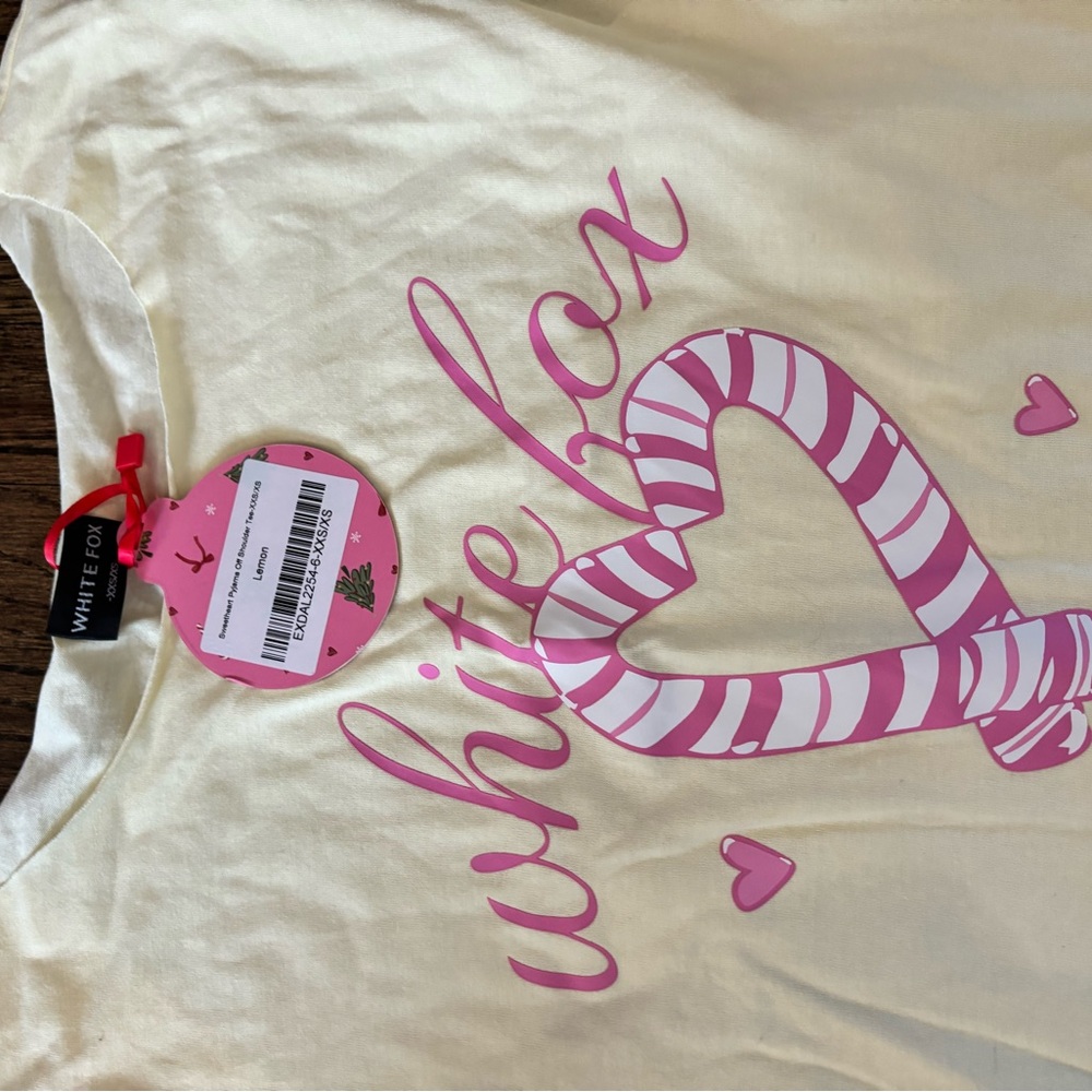 White fox Sweetheart Pyjama Off Shoulder Tee Lemon NET - Picture 6 of 6